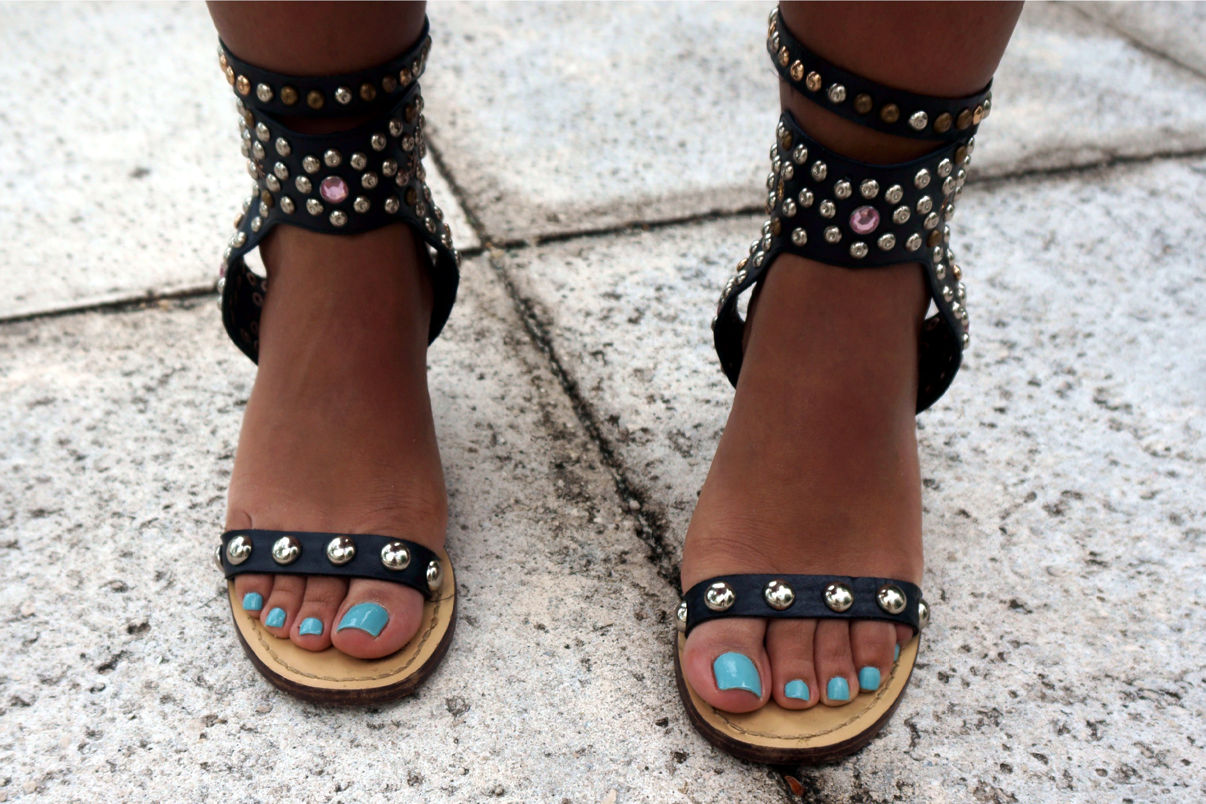 studded ankle strap sandals
