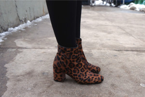 Zara HIgh Heeled Printed Leather Bootie Leopard