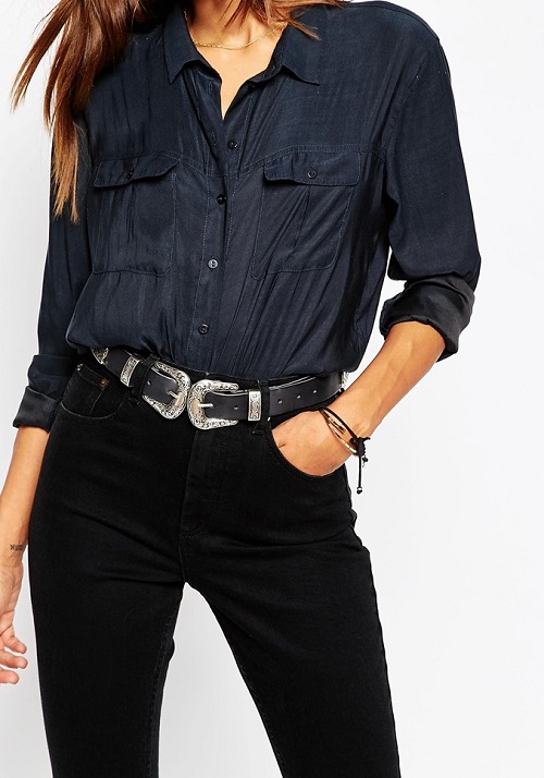 Asos Leather Double Buckle Western Waist and Hip Belt