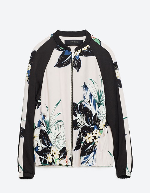 Zara Floral Print Bomber Jacket