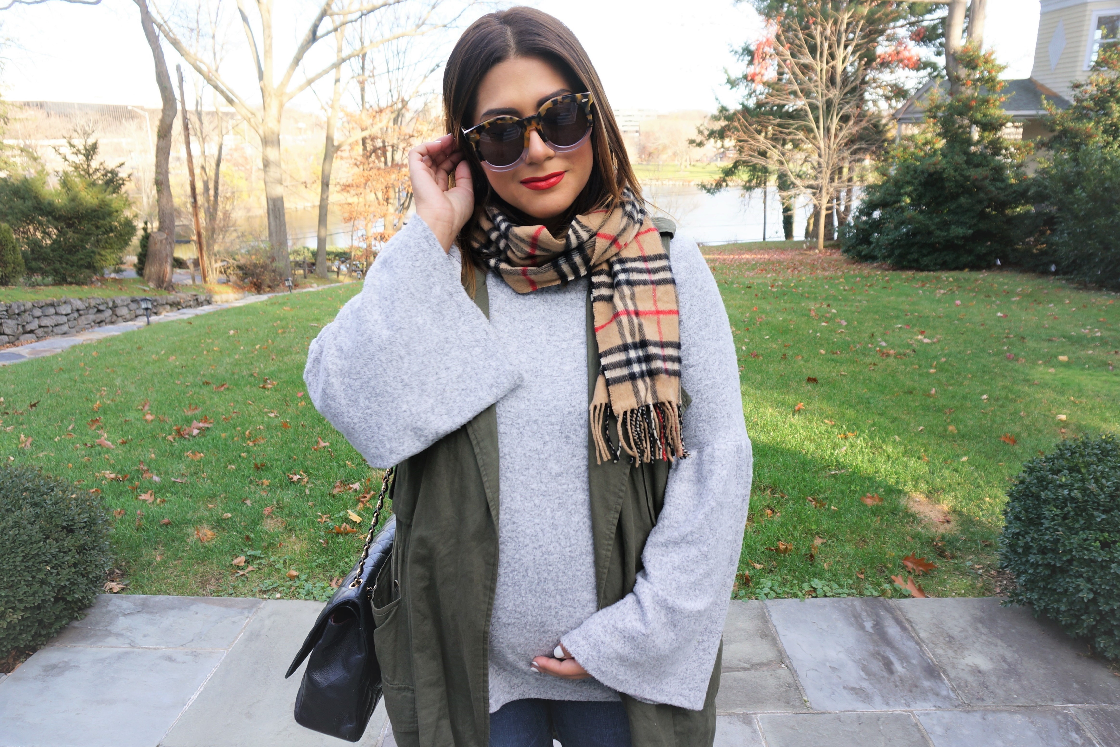 Grey Sweater with Bell Sleeves
