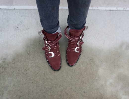 Givenchy Studded Suede Ankle Boots Oxblood