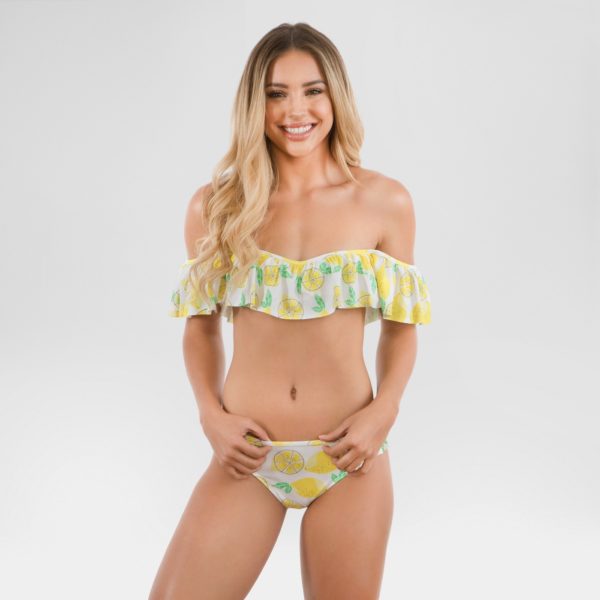 Sugar Coast by Lolli Women's Lemon Ruffle Bandeau Bikini Top