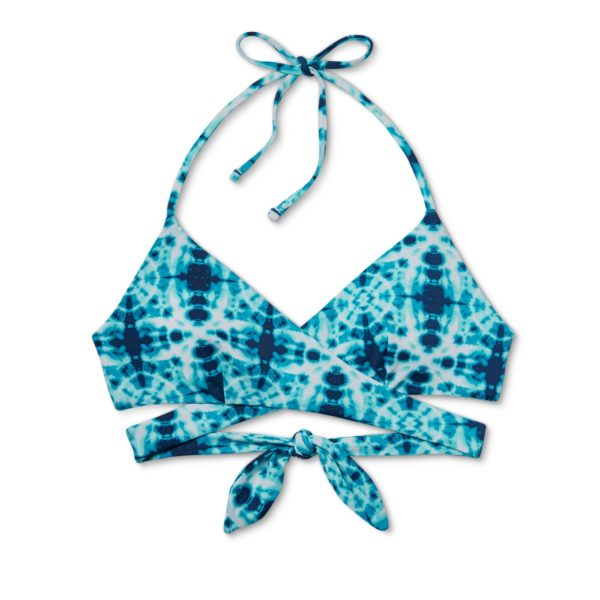 Tori Praver Seafoam Women's Tie Dye Wrap Halter Bikini Top - Blue Horizon Tie Dye