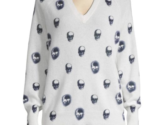 360 Cashmere Skull-Print Cashmere Sweater